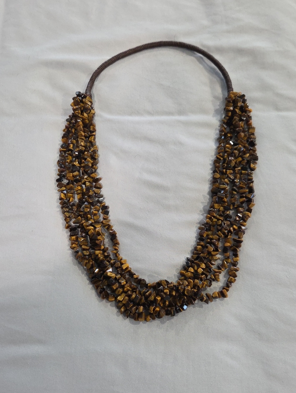 Multi-Strand Tiger Eye Bead Necklace - Brown